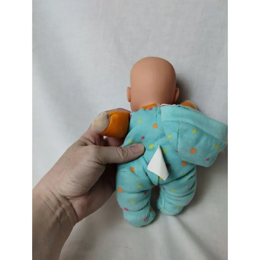 2 Small Plush Babydolls - Vinyl Face - Pink Girl - Blue Boy